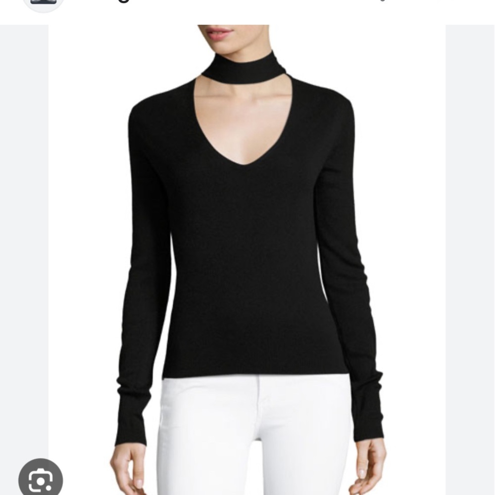 Theory Choker Neck V-Neck Black Sweater XS/P